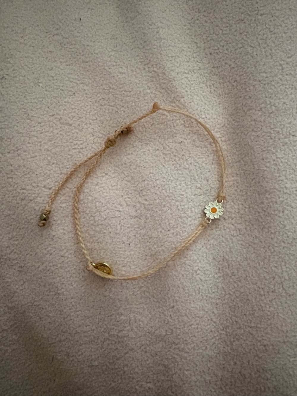 Pura Vida Cream Cord Bracelet with Gold Daisy Charm